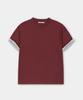 EXCONTAINER Sleeve Layered Crop Half T-Shirt (Burgundy)