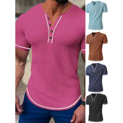 Muscle Summer New Men'S Casual Sports Short-Sleeved Slim Bubble Yarn Muscle Texture Trend Fashion Men