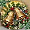 Metal Christmas Bell Round Sign Holiday Decor Vintage Home Wall Art Gift
