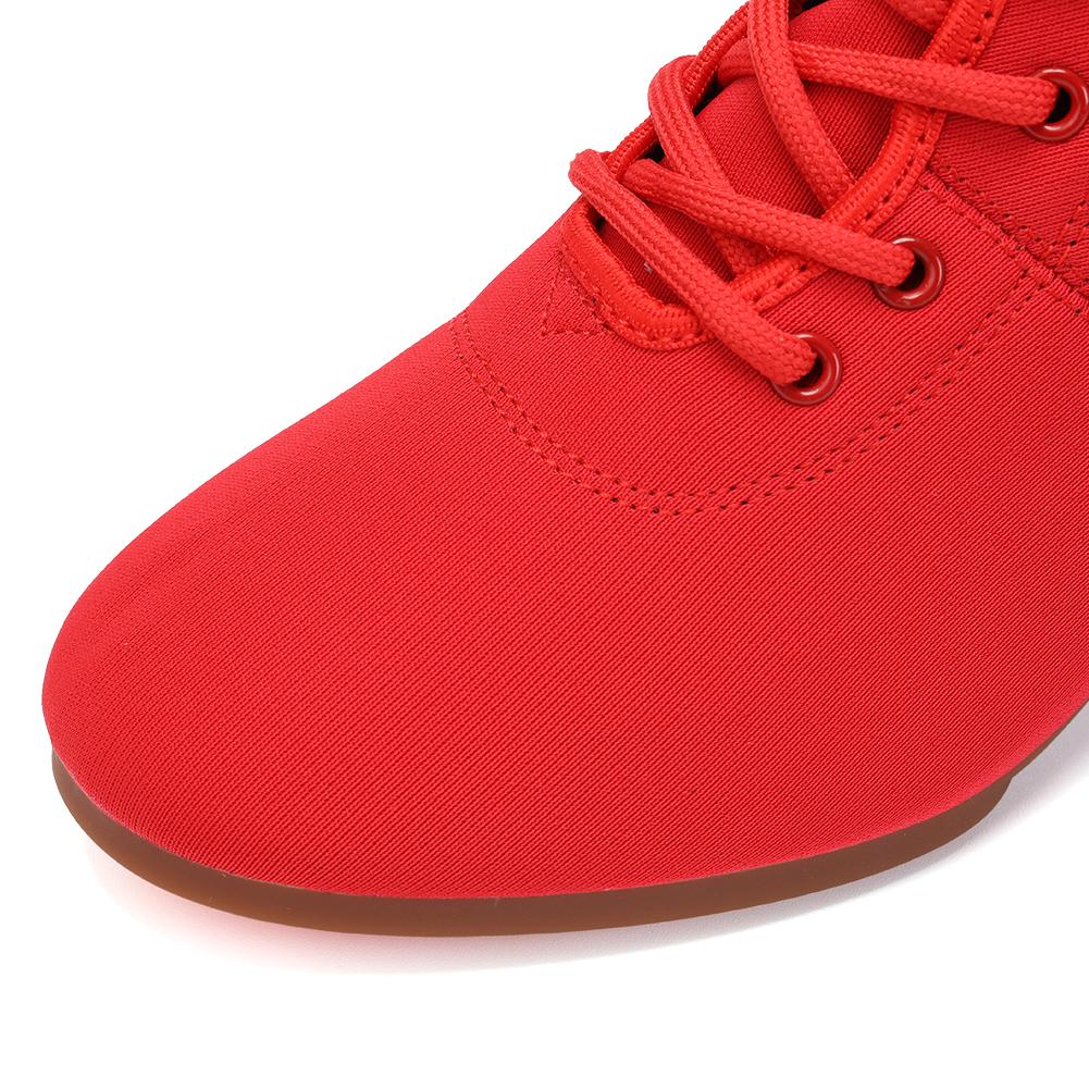 Damen Ballroom Tanz Stiefelette Oxford Stoff Außensohle Übung Wettbewerb Modernes Tanzschuh Gummisohle 3,5CM