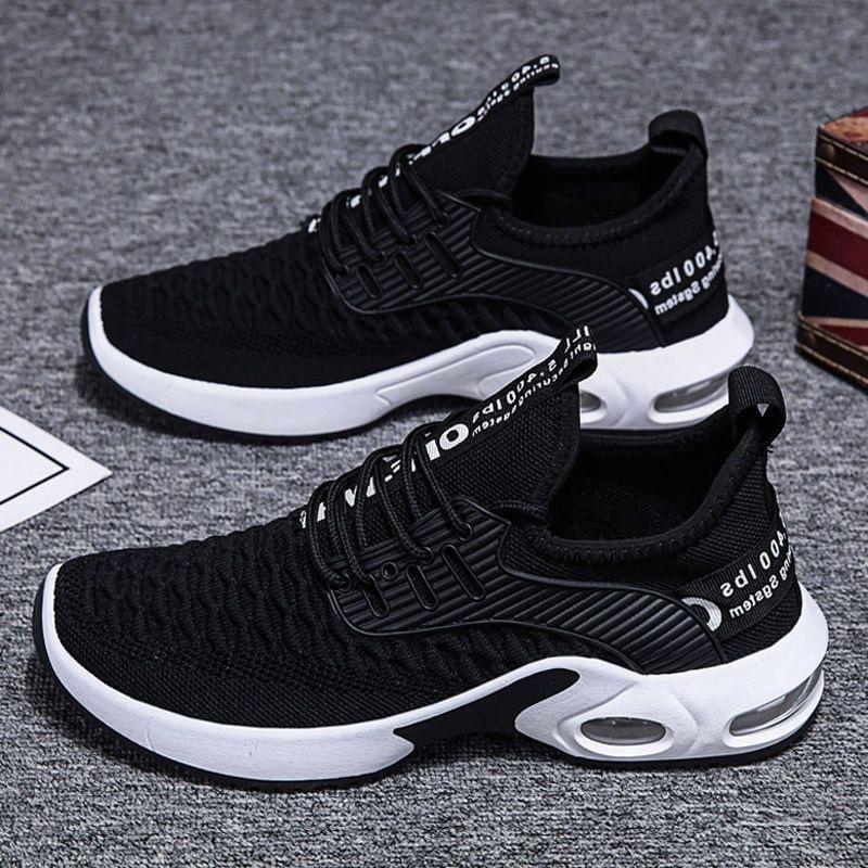 New Korean Version of Casual Sports Shoes Sports Fly-woven Running Shoes Comfortable and Non-slip Casual Men's Shoes Trendy Versatile Men's Shoes