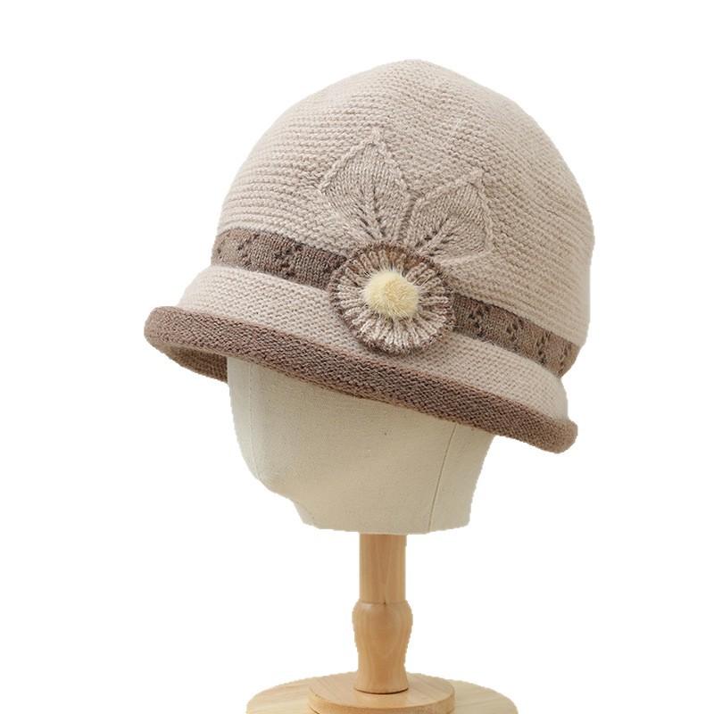 Pletená teplá čepice z králičích vlasů na podzim a zimu vhodná pro starší lidi středního věku s přidanou sametovou rybářskou čepicí Silná univerzální čepice