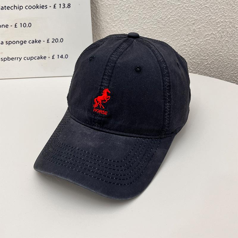 Pony letter embroidered baseball cap for women and men, simple and versatile for spring and summer, wide brim sun hat that makes the face look
