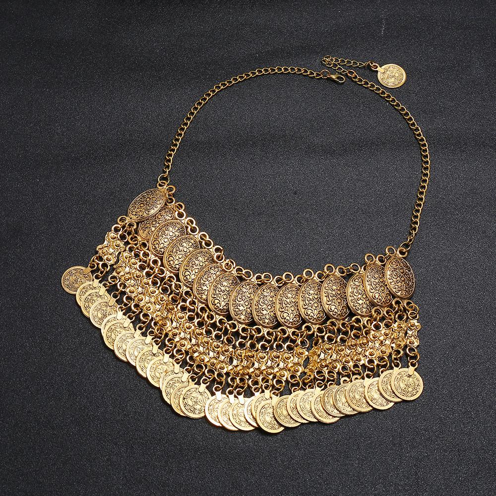 

Retro Style Alloy Chain Necklace With Tassels And Waterwave Link For Fashion Ladies золотой