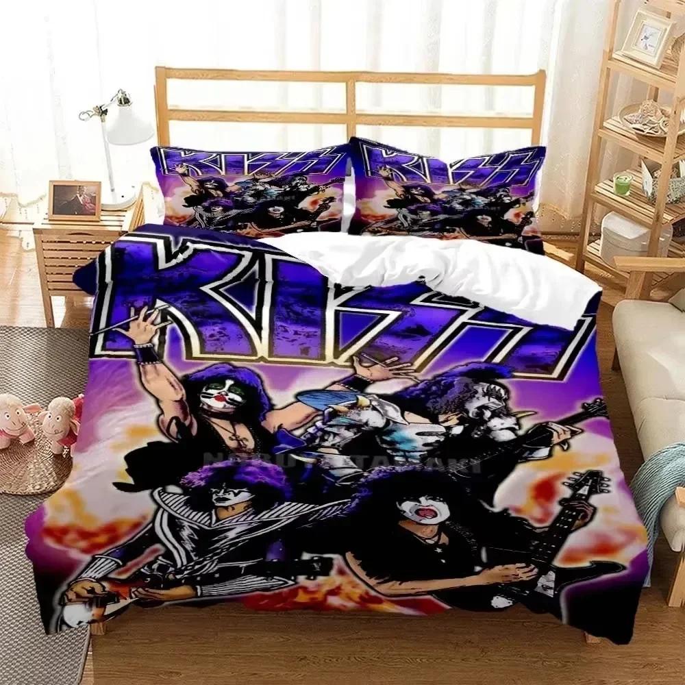 Comforter 3D Print Kiss Band Rock Bedding Set 3D Printed Suitable For Bedroom Kids Home Textile