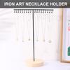 Elegant Iron Necklace Display Holder Effective Iron Necklace Holder with Wood Base Sturdy Jewelry Display Stand Rack