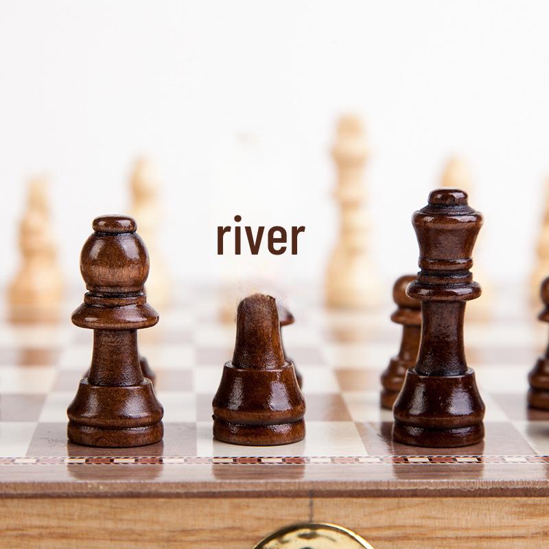 3-in-1 Wooden Folding Chess Set, 30x30 Cm