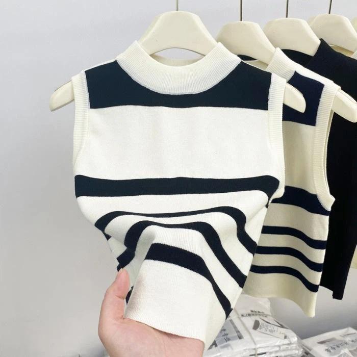 Knitted Suspender Outer Top, Ice Silk Trendy New Base, Sleeveless Vest Inside, Women's Summer Top