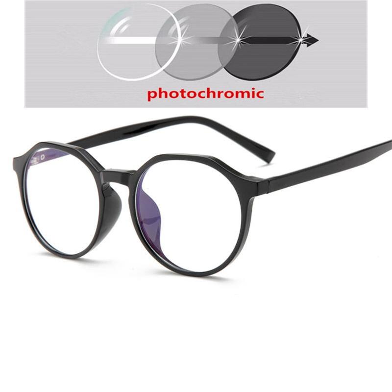 Blue Light Blocking TR90 Oval Nearsighted Glasses Transparent Gray Light-sensitive Diopter Glasses Prescription 0 -0.5 -0.75 To -6