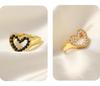 European & American Geometric Gilded Copper Heart Ring with Smooth Surface Design & Creative Imitation Pearl – Trendy Luxury Couple Rings for Women.