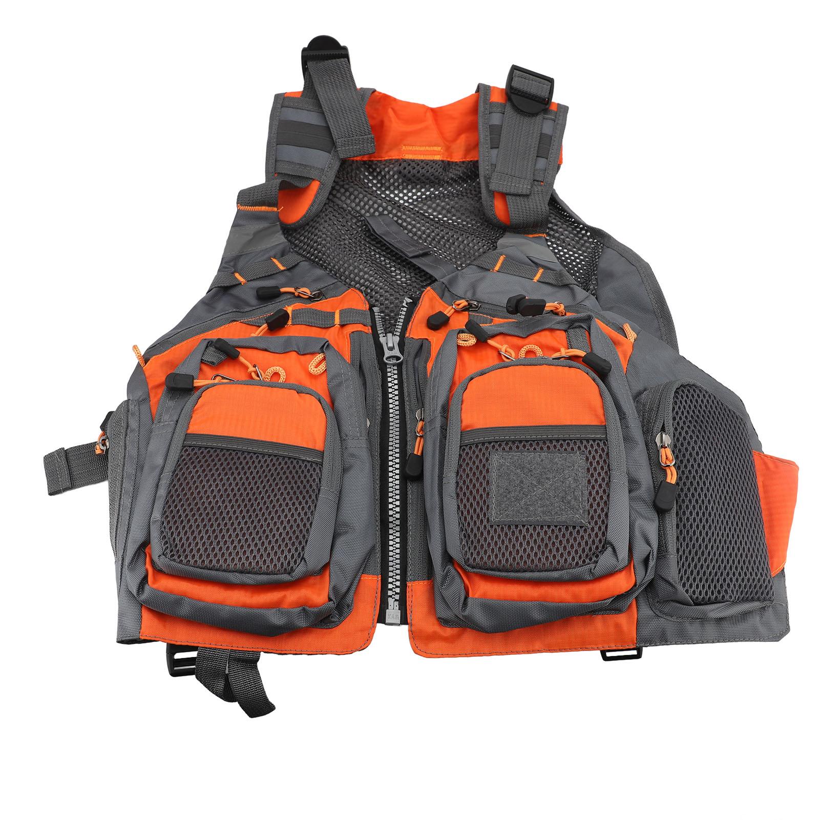 

Жилет для нахлыстовой рыбалки, ткань Оксфорд, регулируемый ремень, дышащий, много карманов, утилитарный рыболовный жилет для мужчин Aurantia