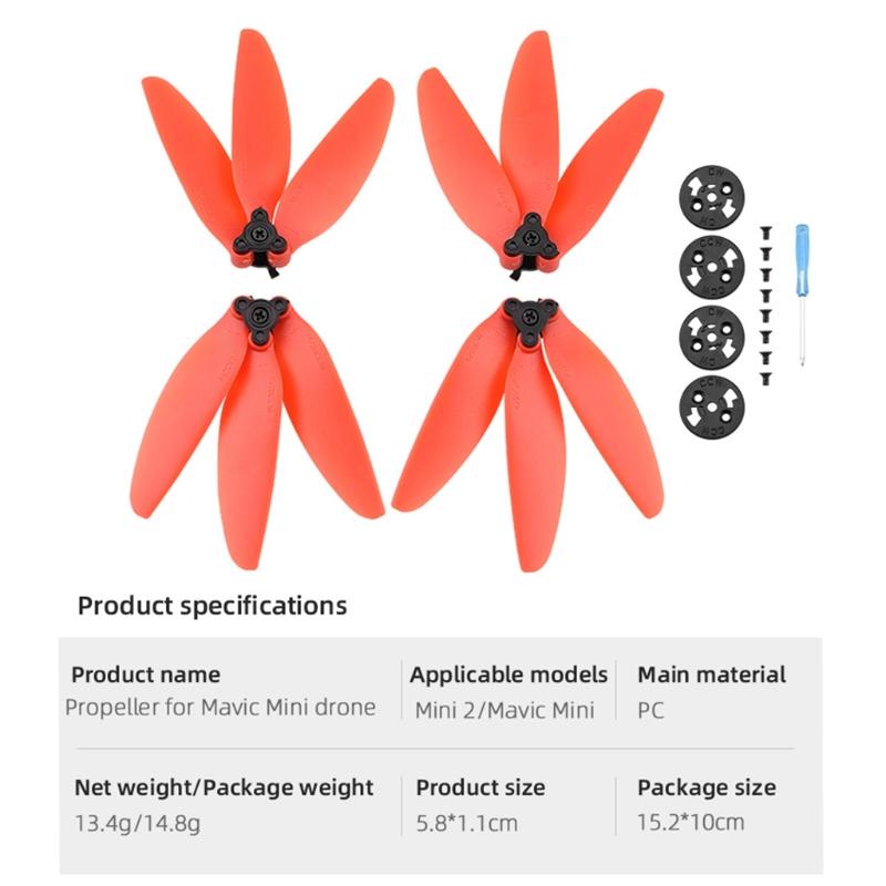 2 Pairs Drone Propellers for Mavic Mini 1 2, Replacement Propellers Low-Noise and Quick-Release 4726CW 4726CCW