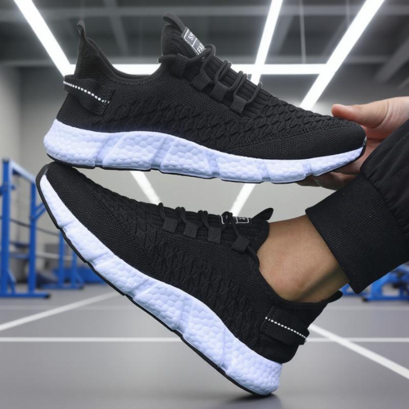 New Men'S Running Shoes Soft Soles Lightweight Innovative Design Sneakers Monochrome Mesh Breathable Fitness Leisure Men'S Shoes