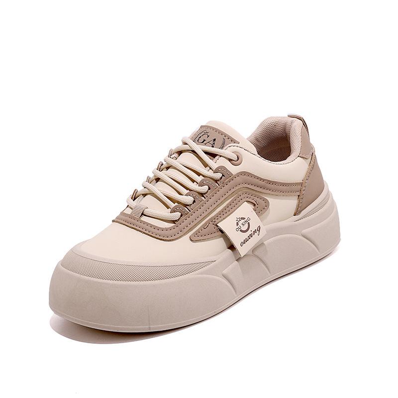 Leather surface little white sports shoes women's spring 2025 new soft-soled non-slip thick-soled casual shoes board shoes women GT8802