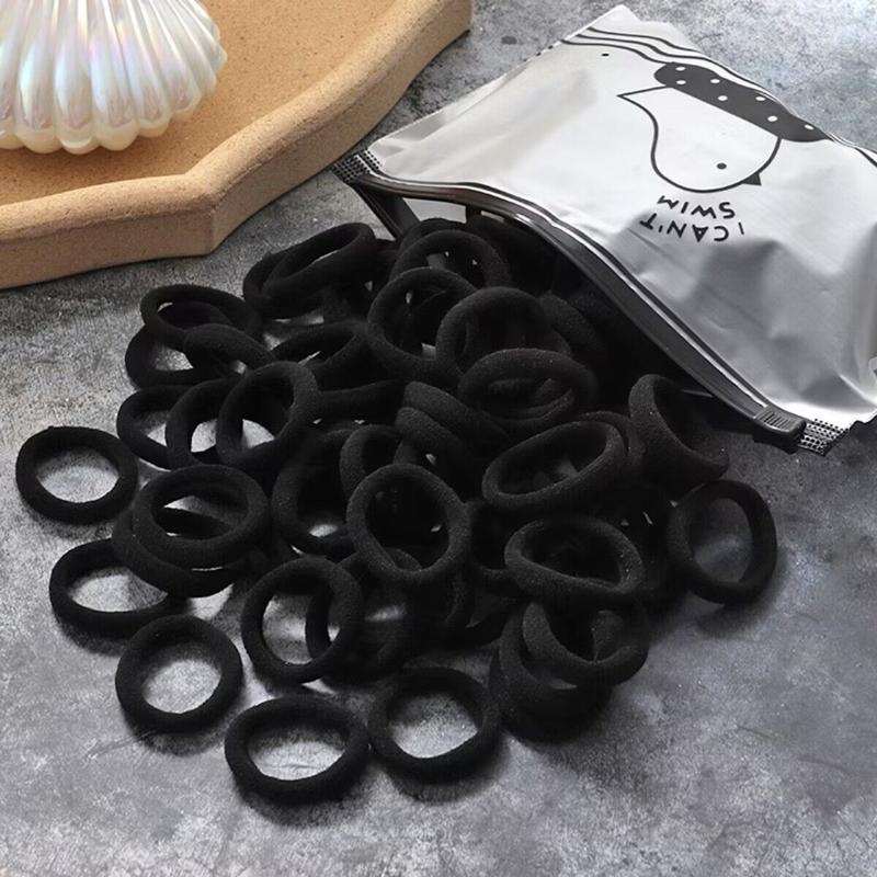 

100 шт./компл., эластичные резинки для волос, повязка на голову, резинка для девочек, нейлоновые аксессуары для волос, головные уборы чёрный