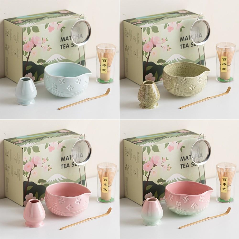 Ceramic Bamboo Japanese Matcha Tea Set Matcha Bowl Matcha Making Kit Matcha Whisk Set  Tea Lovers