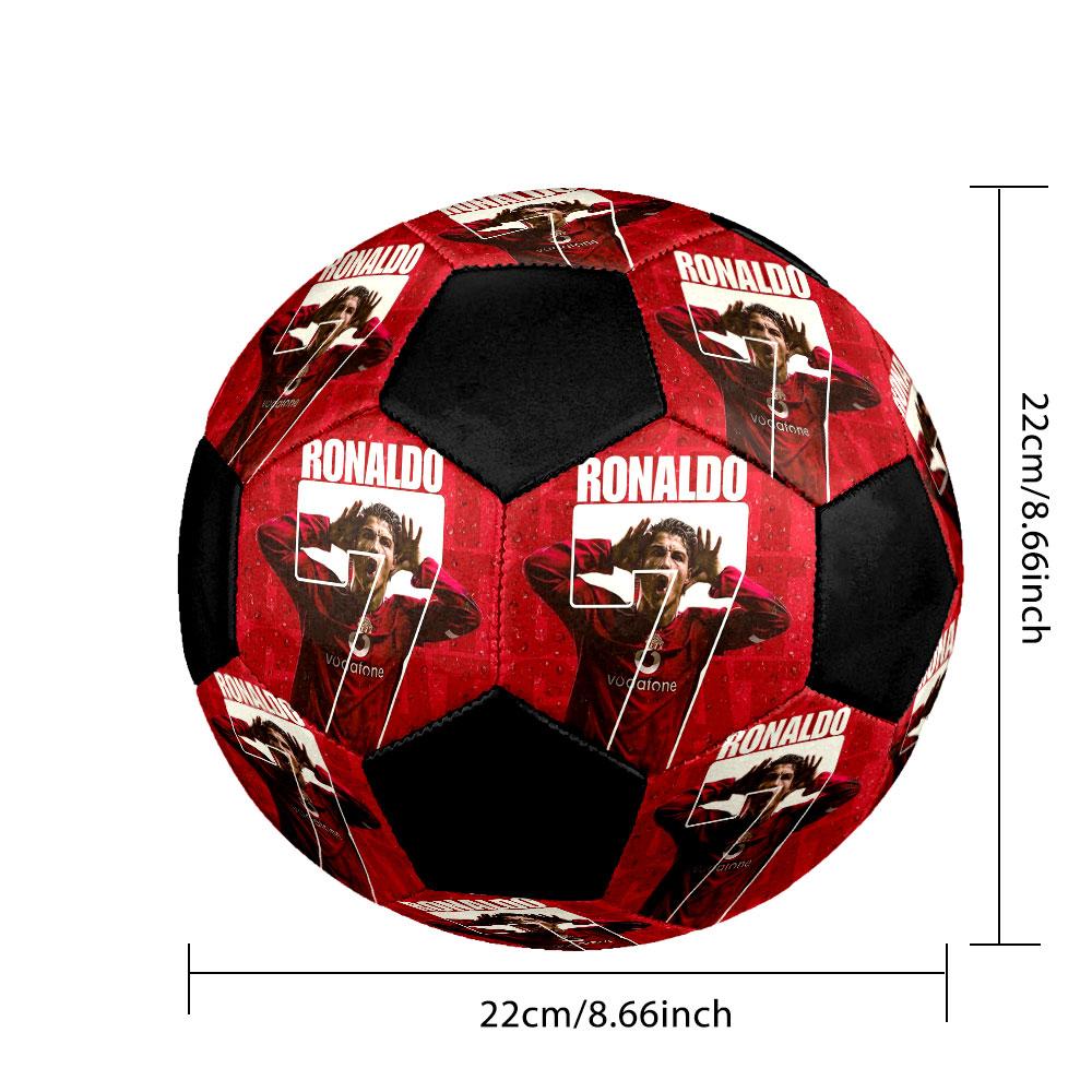 Cristiano Ronaldo Fußball Größe 5 Bunt Maschinengenäht PVC Wettkampfbereit Langlebig Hoher Rückprall