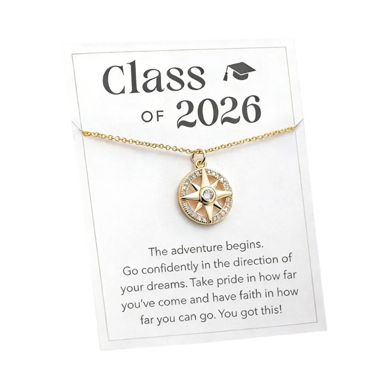 Stylish Compass Pendant Necklace In Gold Silver Rose Gold Adjustable Chain Length