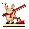 DIY Spliced Wooden Craft Christmas Tabletop Ornament, Cute Elk/Santa Claus/Snowman Desktop Small Holiday Decor Items Decorations for Tiered