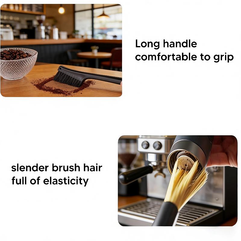 Coffee Machine Cleaning Brush, Dual Purpose Dusting Espresso Grinder Brush, Black, Polypropylene, PET Bristles