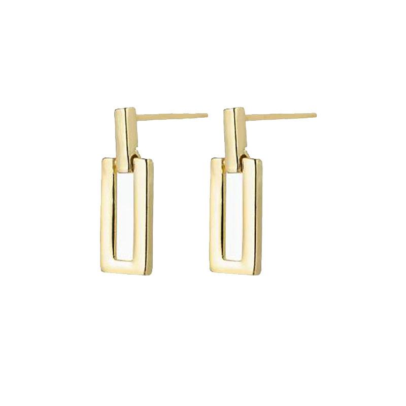 Pendientes Pequeños Sencillos de Bloque Nicho Estilo Fresco