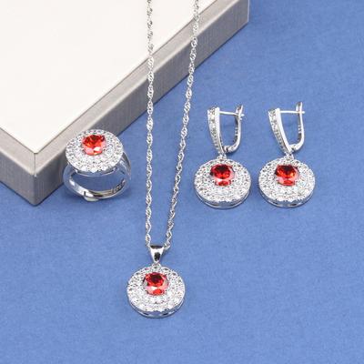 Neu Original   Feiner Schmuck Für Frauen Geschenk Hochzeitskleid Elegante Halskette Und Clip-Ohrringe Ring Zirkon 4-teilige Sets