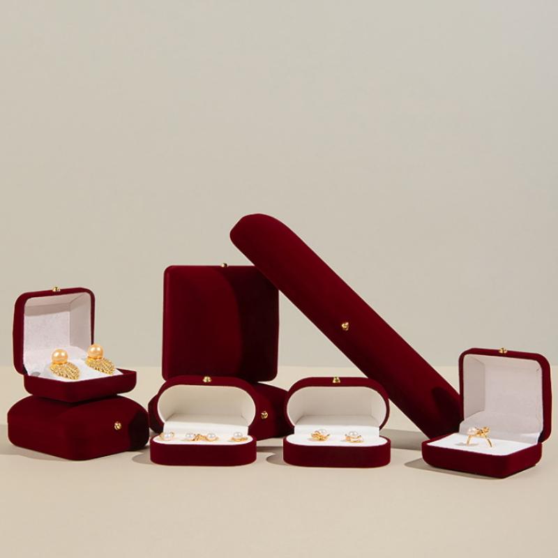 Flocking Gold Buckle Jewelry Box Pendant Ring Necklace Earring Bracelet Display Storage Box Luxury Feelings Packaging Box