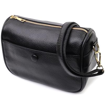 Damen Alltags-Umhängetasche aus echtem Leder Vintage 22590 Schwarz