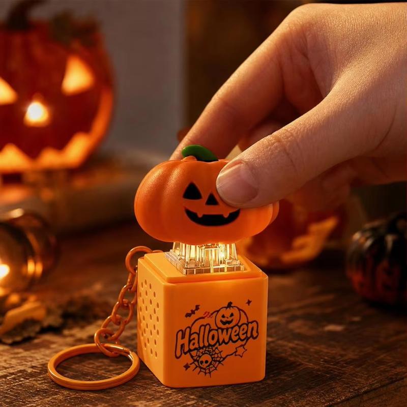 Halloween Pumpkin Ghost Sound Fidget Keychain Decompression Funny Charm Portable Stress Reliever for Backpack Decoration