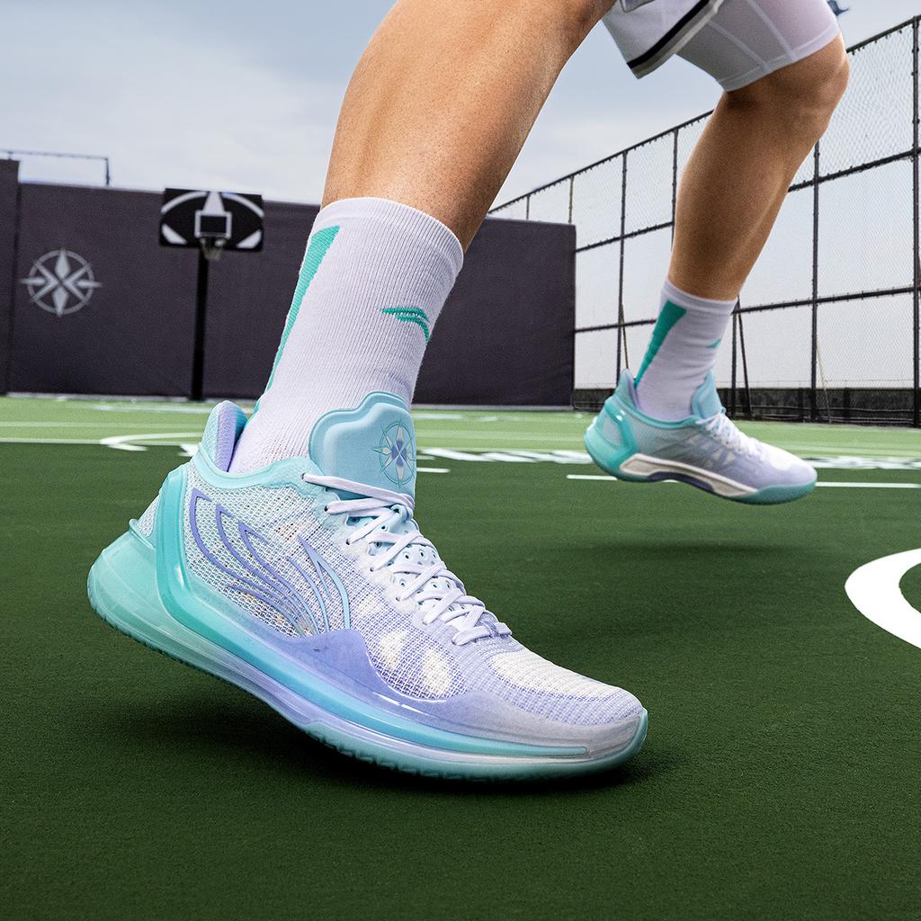 Li-Ning Razor 4 V2 Qinglian Odpružené Protiskluzové Lehké Responzivní Nízké Profesionální Basketbalové Boty Pánské Tenisky Modrofialové ABAU037-1