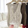 Senior Women's V-Neck Hollow-Out Knitted Vest Spring Fashion Layering Cardigan Cover-Up