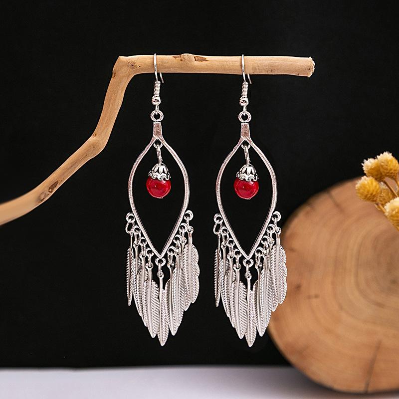 Europe, America, Bohemian Ethnic Style Stud Earrings, Long Fringed Metal Earrings, Fashion, Exotic Style Earrings Wholesale