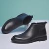 Men's Solid Color Leather Chelsea Boots - European Style, All-Match, Winter