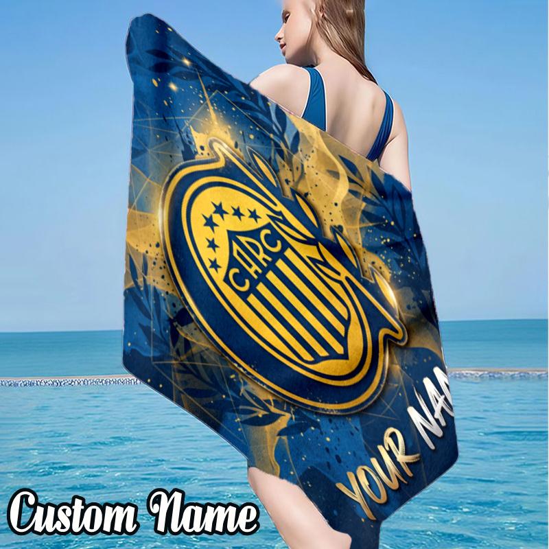 Custom Name Atlético Rosario Central Beach Towel - Soft, Ultra-Absorbent Microfiber, Lightweight, Perfect for Beach, Parties, Travel, Camping