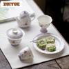 70ml Gradient Purple Hand-painted Butterfly High Foot Teacup Zen Tea Bowl Jug Tea-tasting Meditation Cup Chazhan Master Cups Cha