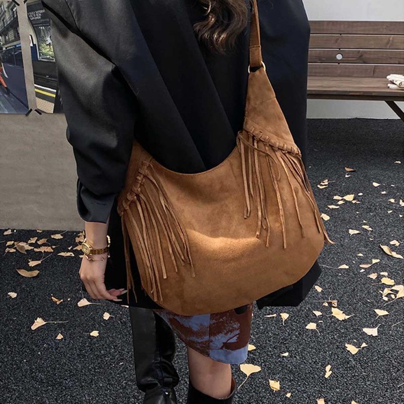 2026 Ultime Mode Borse bolsos Borsa Tote Wild a Grande Capacità Stile Boemo Frange Borse a Spalla Hobo per Donne Camoscio Sintetico