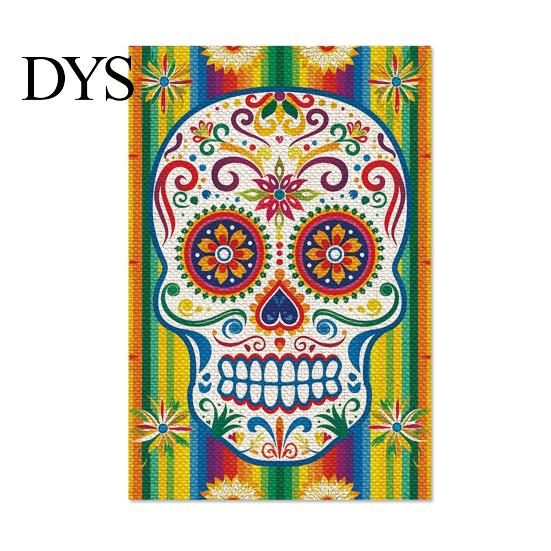 Durable Fabric Garden Flags Day of The Dead Flag, 12x18 Inch Floral Skull Decorative Yard Holiday Party Outdoor Banners Mexican Gothic Skeleton