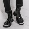 Men's thick soled boots Luxury designer style Work or business office 38-46 Outdoor autumn and winter high top leather shoes