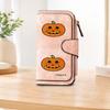 Knitted Pumpkin Pattern Long Zipper Wallet, Large-capacity Card Holder, Unisex Clutch Bag, Stylish Zippered Coin Purse, Suitable for Daily Use, a