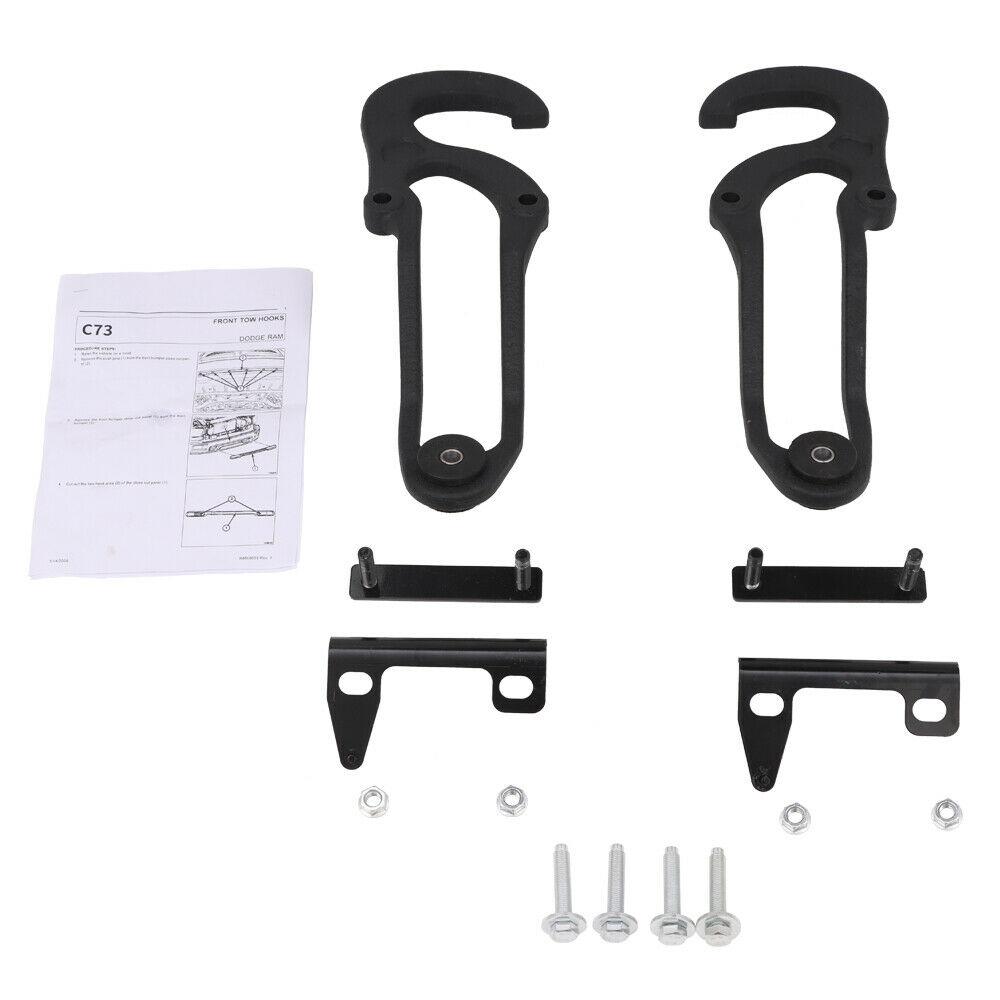 2PCS Front Tow Hooks Heavy Duty For Dodge Ram 1500 2009-2019 68196982AA Towing Trailer Hitch Receiver