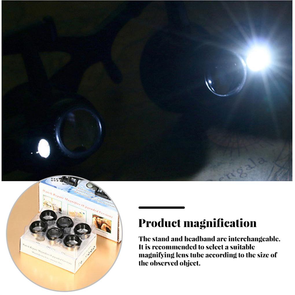 Head Mount Magnifier Jewelry-Making Reading Hands-Free Magnifying Glass with Lights Soldering Hand Craft Supplies