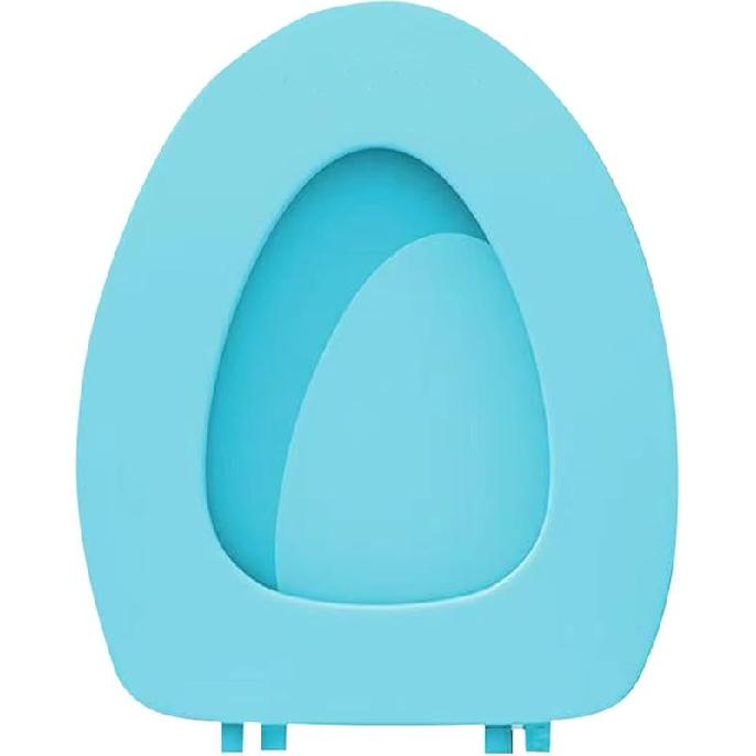 

Сиденье для унитаза с функцией мягкого закрывания и быстрой разблокировкой, удлиненное, овальное, с функцией бесшумного закрывания, мягкая виниловая крышка с комфортной пенной амортизацией, V-образные сиденья для унитаза синий