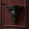 French Style Wall Shelf Shelf, Matte Black Texture Decorative Stand, Retro Lion Embossed Mounted Thickened One-Piece Structure Display Rack