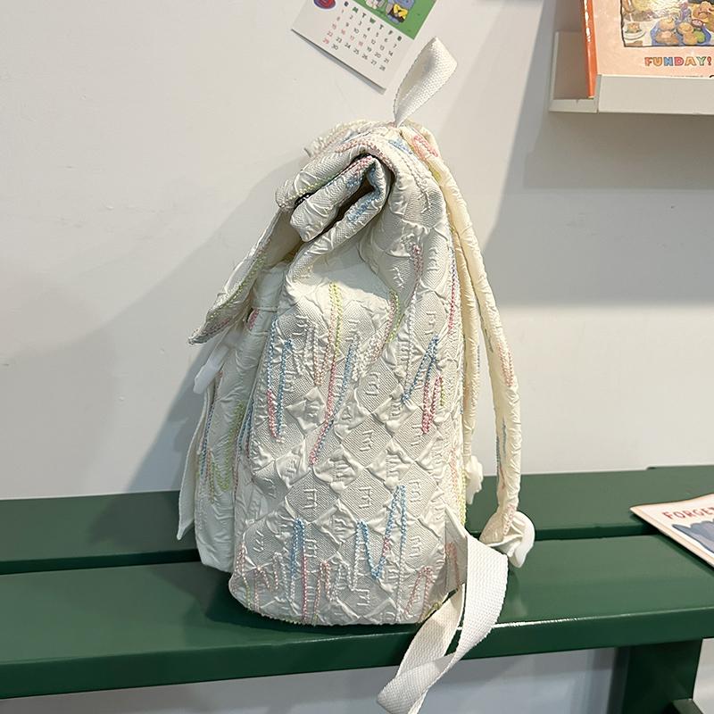 Embroidery Bag Women's Shoulder Bag Large Capacity College Style Backpack Student Schoolbag