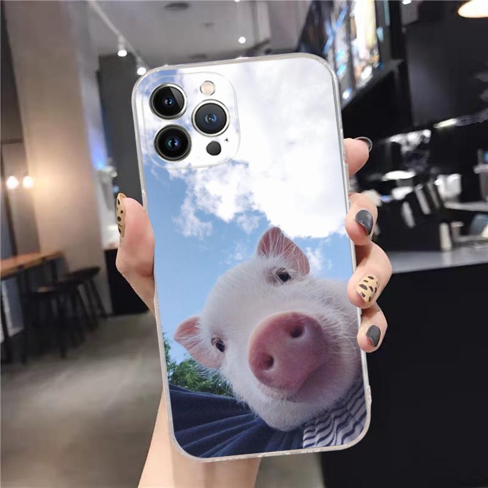 Cute little Pink Pig Phone Case For iPhone 15 14 11 12 13 Mini Pro XS Max Cover 6 7 8 Plus X XR SE 2020 Funda Shell
