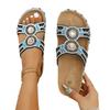New Thick-soled Hemp Rope Belt Buckle Rhinestone Cork Beach Slippers Fashion Women's Shoes