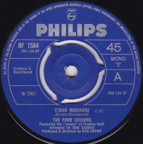 

7inch Record FOUR SEASONS Cmon Marianne BF1584 Philips 1967 UK Pop Used