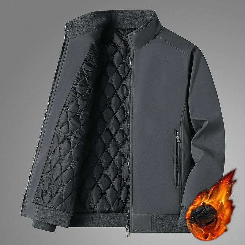 Large Size Men's Cotton-padded Jacket Winter Plus Velvet Thickened Executive Stand-up Collar Thickened Plus Velvet Jacket