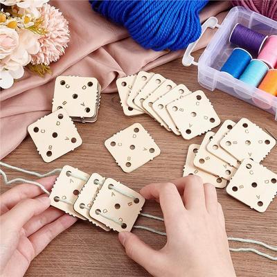 AS60-24Pcs Square Weaving Card, 1.8X1.8Inch 5 Holes Cards Handmade Weaving Tools For Weaving Supplies Tablet Weaving