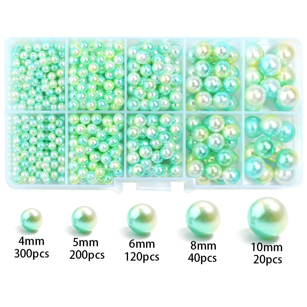 10Grids 4/5/6/8/10mm ABS Imitation Pearl Beads Kit Gradient Color No Hole Round Loose Beads For DIY Jewelry Making Accessories